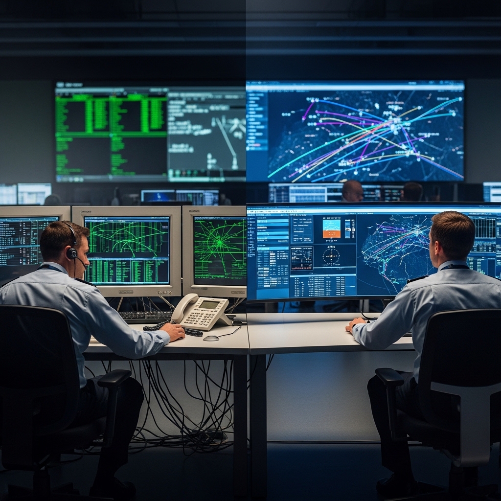 Modern flight data monitoring platform for airline safety and efficiency Flight data analytics dashboard displaying aviation performance metrics on a monitor